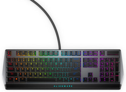 Alienware AW510K Low-Profile RGB Gaming Keyboard with Per-Key RGB LED Backlighting, Cherry MX Low Profile Red Switches, USB Passthrough, Media Controls, Numeric Keypad, Adjustable Height, and Media Hot Keys - Dark Side of the Moon Edition