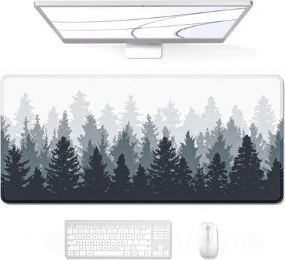 Oversized Forest Desk Mouse Pad - 35.4 x 15.7 Inch Extended Gaming Mat with Non-Slip Rubber Base and Stitched Edges, XXL Ultra Thin Full Desk Pad for PC and Laptop Use