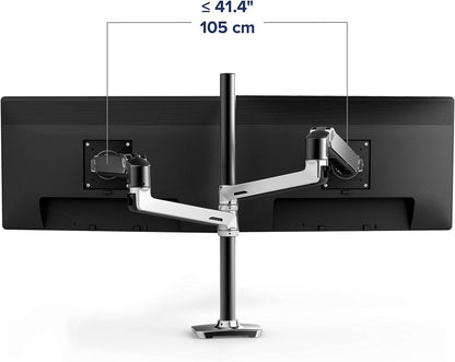 Ergotron LX Vertical Stacking Dual Monitor Arm, VESA Desk Mount for Two Monitors up to 40 Inches, 7 to 22 lbs Each, Tall Pole, Polished Aluminum Finish