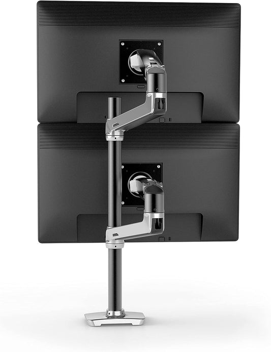 Ergotron LX Vertical Stacking Dual Monitor Arm, VESA Desk Mount for Two Monitors up to 40 Inches, 7 to 22 lbs Each, Tall Pole, Polished Aluminum Finish