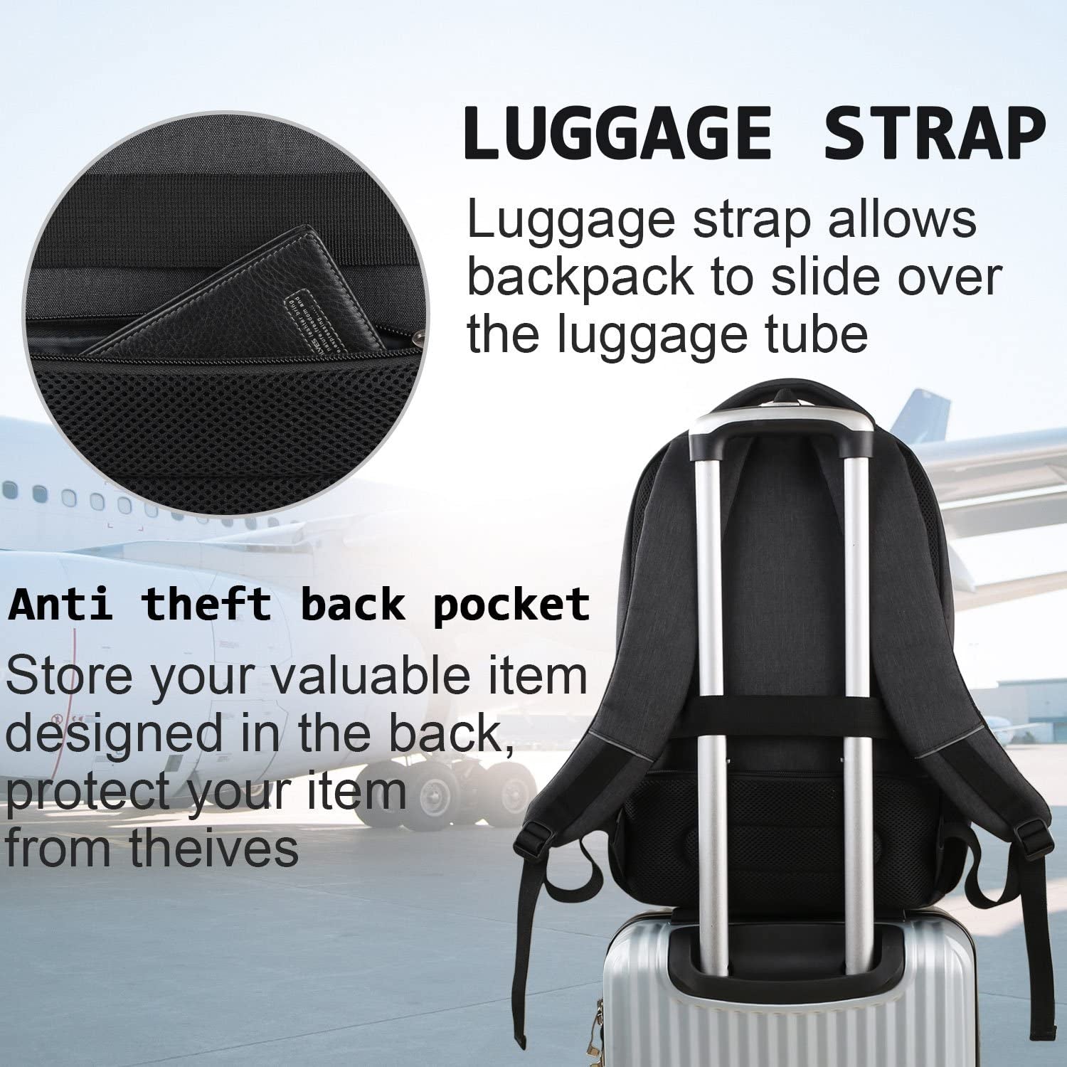 Laptop Backpack,Business Travel anti Theft Slim College Backpack | Water Resistant Durable Computer Bag Gift for Women & Men Fits 15.6 Inch Laptop and Notebook - Black