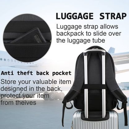 Laptop Backpack,Business Travel anti Theft Slim College Backpack | Water Resistant Durable Computer Bag Gift for Women & Men Fits 15.6 Inch Laptop and Notebook - Black