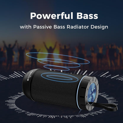 Bluetooth Speaker, IP65 Waterproof, 24H Play, TWS, 360° HD Stereo | 360° Immersive Stereo Sound with Punchy Bass; IP65 Waterproof Design; TWS Pairing; 24-Hour Battery for Home, Camping, Beach.