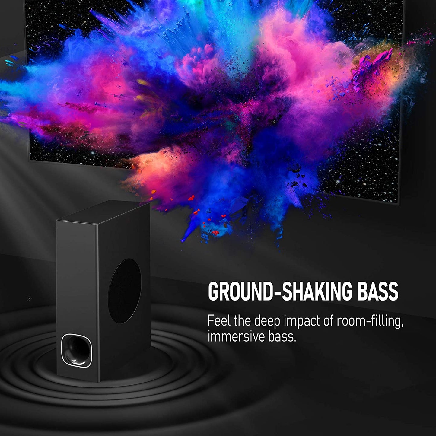 2.1 Channel Soundbar with Subwoofer and 3D Surround Sound, Compatible with 4K and HD TVs, HDMI (ARC), Optical, Aux, USB Drive, and Bluetooth 5.0 (Model: P28, 160W)