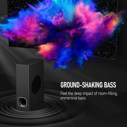 2.1 Channel Soundbar with Subwoofer and 3D Surround Sound, Compatible with 4K and HD TVs, HDMI (ARC), Optical, Aux, USB Drive, and Bluetooth 5.0 (Model: P28, 160W)