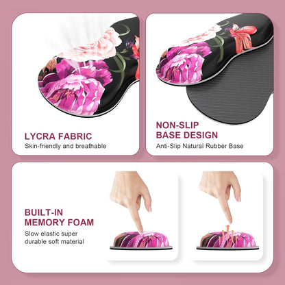 Mouse Pad Set, Peony Flower Desk Mat for Keyboard and Mouse | Mouse Pad and Keyboard Wrist Rest,Coaster, Desk Mat Set with Stitched Edge & Non-Slip Base, Desk Pad Mat for Work Gaming