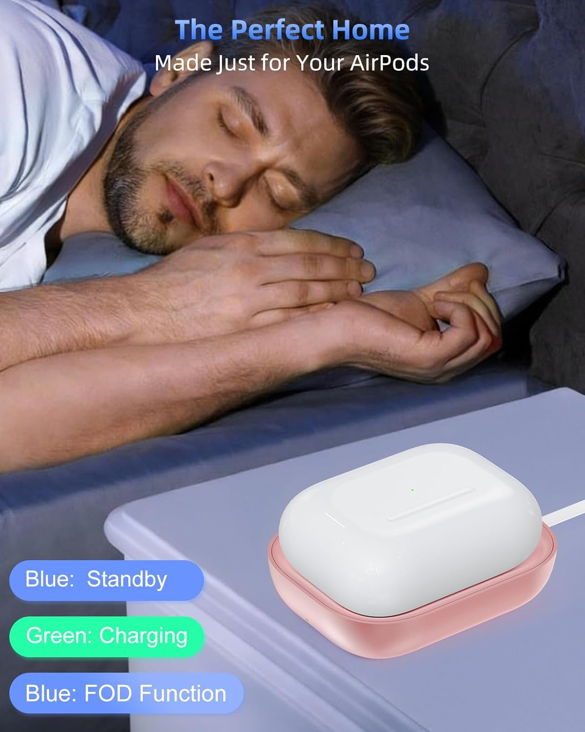 Wireless Charger for AirPods - Compatible with AirPods 4 (ANC), 3rd, 2nd Generation, and New AirPods Pro 3 (2025) / 2nd Generation - Slim and Compact Design for Travel and Home Office - Pink