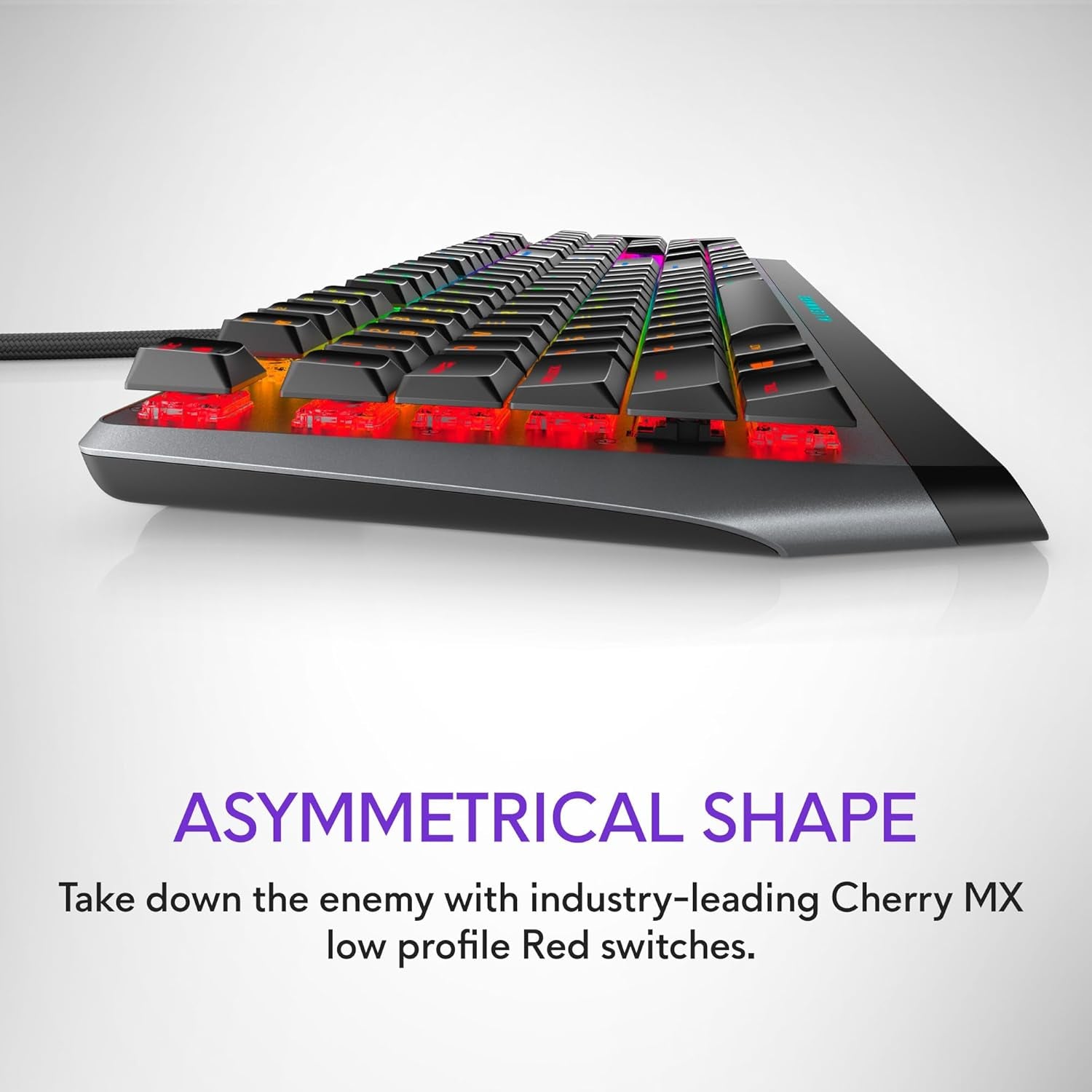 Alienware AW510K Low-Profile RGB Gaming Keyboard with Per-Key RGB LED Backlighting, Cherry MX Low Profile Red Switches, USB Passthrough, Media Controls, Numeric Keypad, Adjustable Height, and Media Hot Keys - Dark Side of the Moon Edition