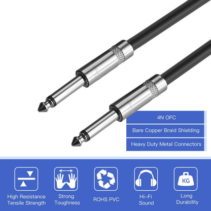2-Pack 100 Ft 1/4" TS Speaker Cable, True 12 AWG for DJ and PA Systems