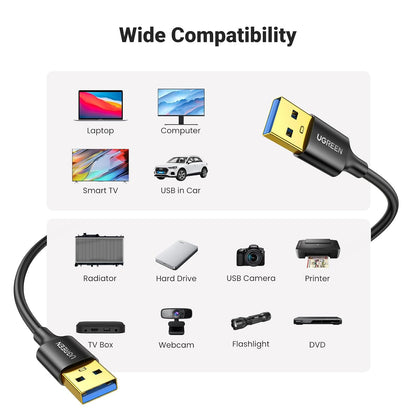 UGREEN USB to USB, 5 Gbps USB 3.0 Cable, Male to Male Cable 3.3 FT | Nylon Durable, Compatible with Hard Drive, Cooling Fan/Pad, Camera, DVD Player, TV, Flash Light, Hub, Monitor, Speaker