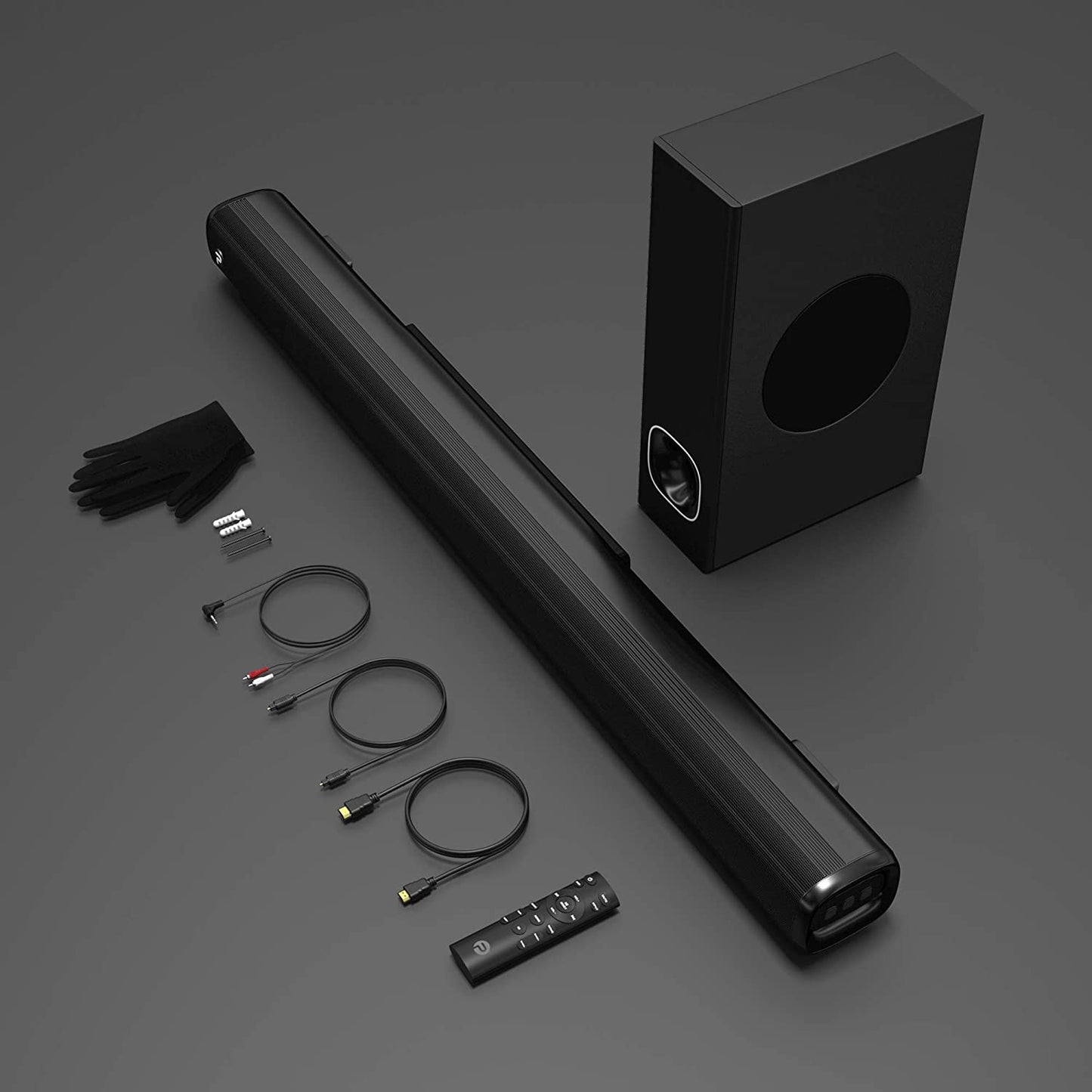 2.1 Channel Soundbar with Subwoofer and 3D Surround Sound, Compatible with 4K and HD TVs, HDMI (ARC), Optical, Aux, USB Drive, and Bluetooth 5.0 (Model: P28, 160W)
