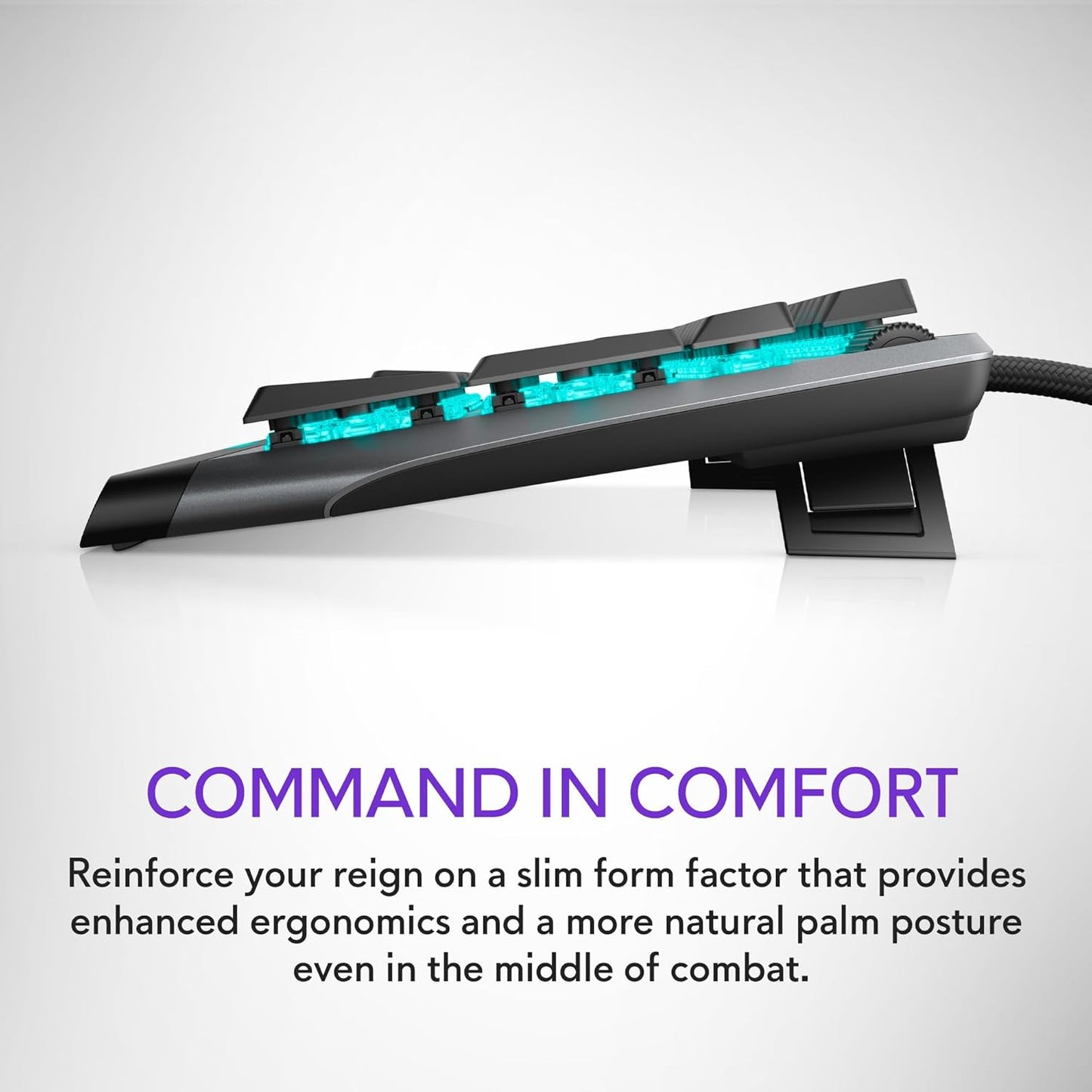 Alienware AW510K Low-Profile RGB Gaming Keyboard with Per-Key RGB LED Backlighting, Cherry MX Low Profile Red Switches, USB Passthrough, Media Controls, Numeric Keypad, Adjustable Height, and Media Hot Keys - Dark Side of the Moon Edition