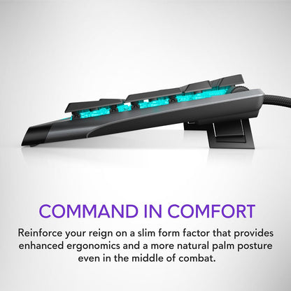Alienware AW510K Low-Profile RGB Gaming Keyboard with Per-Key RGB LED Backlighting, Cherry MX Low Profile Red Switches, USB Passthrough, Media Controls, Numeric Keypad, Adjustable Height, and Media Hot Keys - Dark Side of the Moon Edition