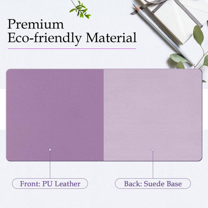 PU Leather Desk Pad with Suede Base, Multi-Color Non-Slip Mouse Pad, 24” x 14” Waterproof Writing Mat, Large Desk Blotter Protector in Violet