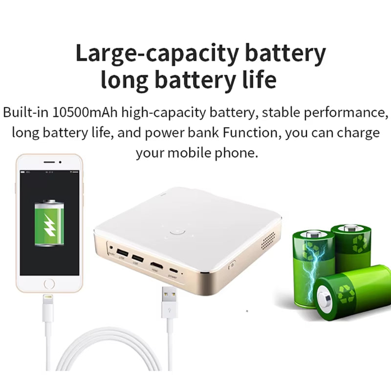 Full HD 1080P 4K Smart Projector Auto Focus Android 13 5G Wifi DLP Proyector 10500Mah Battery Mobile Smartphone Beamer