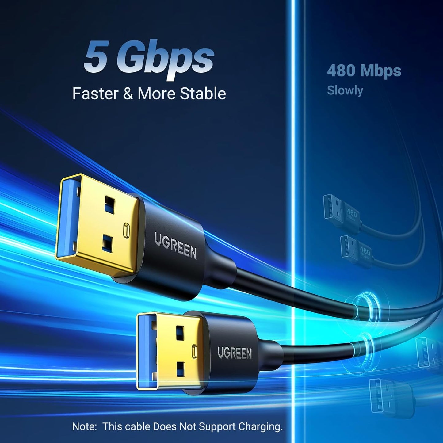 UGREEN USB to USB, 5 Gbps USB 3.0 Cable, Male to Male Cable 3.3 FT | Nylon Durable, Compatible with Hard Drive, Cooling Fan/Pad, Camera, DVD Player, TV, Flash Light, Hub, Monitor, Speaker