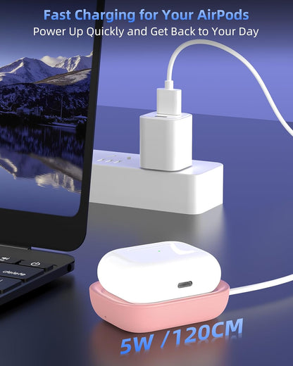 Wireless Charger for AirPods - Compatible with AirPods 4 (ANC), 3rd, 2nd Generation, and New AirPods Pro 3 (2025) / 2nd Generation - Slim and Compact Design for Travel and Home Office - Pink