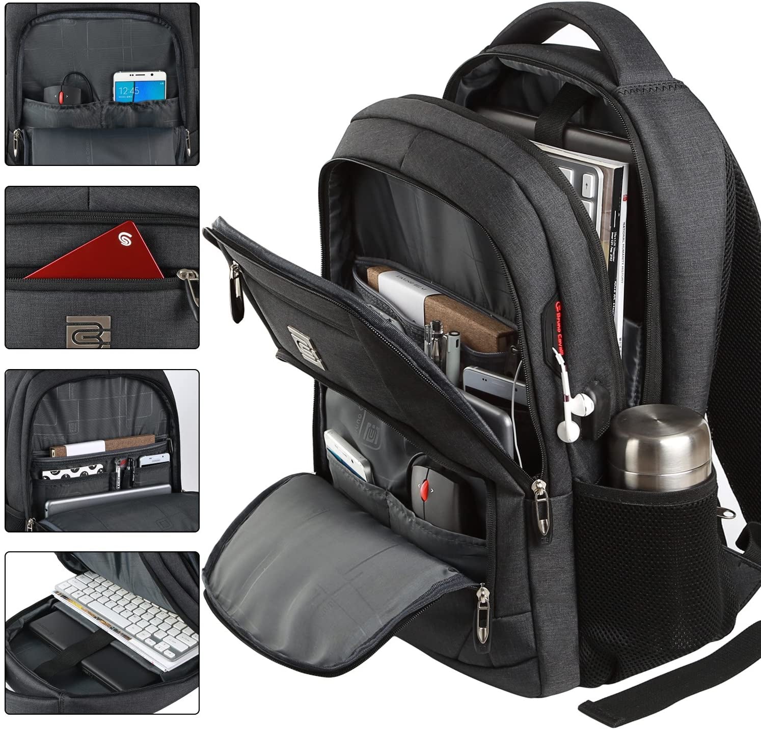 Laptop Backpack,Business Travel anti Theft Slim College Backpack | Water Resistant Durable Computer Bag Gift for Women & Men Fits 15.6 Inch Laptop and Notebook - Black